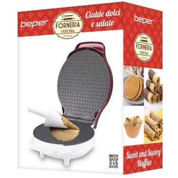 Beper Vafeļu panna P101CUD002, 1000W, 18cm, neslīdošas kājiņas, siltumizolēts rokturis, nepiedegošs pārklājums, 1 vafeļu skaits (P101CUD002)