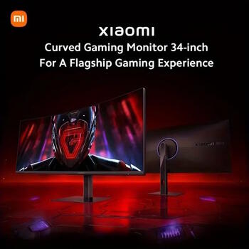 Игровой изогнутый монитор 34″ WQHD 3440×1440 180 Hz 1 ms FreeSync Premium G34WQi Чёрный ELA5454EU Xiaomi (ELA5454EU)