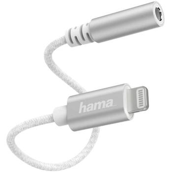 Hama адаптер 00187210, 3.5mm аудио разъем, Lightning штекер, белый, поддерживает микрофон и воспроизведение аудио (00187210)