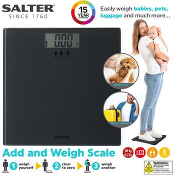 Salter Pievieno un Nosver Svari SA00300 GGFEU16, 180kg, CR2032, stikls, LCD ekrāns (SA00300 GGFEU16)