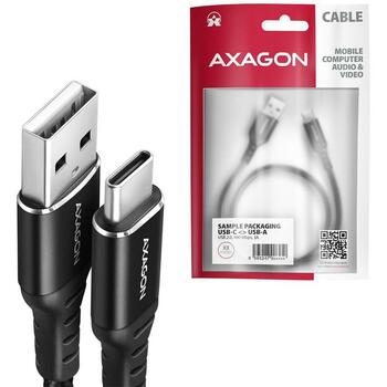 Axagon кабель USB-C к USB-A 1м, 3A, черный, USB 2.0 (BUCM-AM10AB)