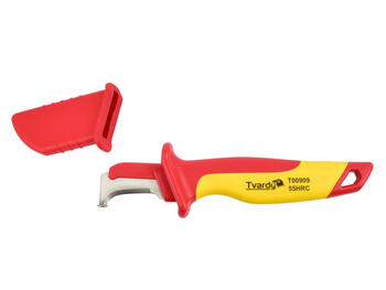 Tvardy электрический кабельный нож T00909, 180мм, VDE 1000V, 55 HRC, сталь 3Cr13, эргономичная рукоятка, скользящая пятка (T00909)