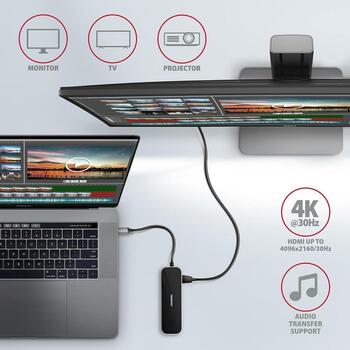 Axagon USB centrmezgls HMC-6GL 3x USB 3.2, 1x USB-C, 1x HDMI, 1x RJ-45, 5Gb/s, 100W PD, 110 x 35 x 13 mm (HMC-6GL)