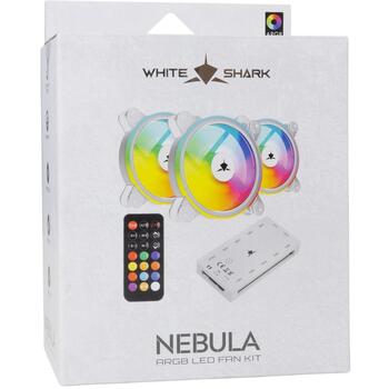 White Shark Охладитель NEBULA-2-W, 120x120x25mm, RGB, 12V, 2000mW, 25dB, 31CFM, Гидравлический подшипник, 1100±10%, 5-12V (NEBULA-2-W)