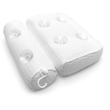 Rio Ванная подушка PLBT-L/1,1, белая, микрофибра, 0.45кг, 3D воздушная циркуляция, 6 присосок, поддержка для шеи, плеч, спины (PLBT-L/1,1)