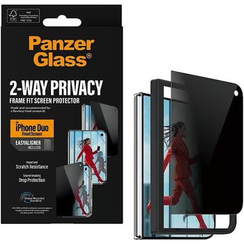 PanzerGlass Privacy w. EasyAligner | Screen protector | Apple | iPhone Duo | Glass | Transparent (PG12437)