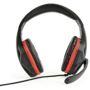 Gembird гарнитура GHS-03, 20-20000 Гц, 32 Ω, 100 Вт, 2 м, черный/красный, поворотный микрофон, 3.5 мм разъем (GHS-03)
