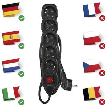 Emos Удлинитель PC1521R, 1,5м, 5x2P+PE, 3680W, PVC, с выключателем, защита от детей (PC1521R)