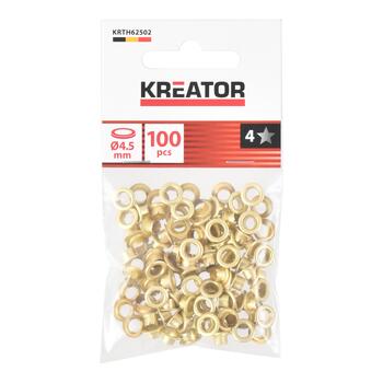 Kreator люверсы KRTH62502, 100 шт, латунь, внутренний диаметр 4.5 мм, внешний диаметр 8 мм (KRTH62502)