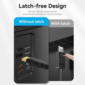 Vention kabelis DP uz DP 1m HAKBF, 1m, 6mm, 240Hz, 21.6Gbit/s, 3840x2160, melns, apaļš kabelis (HAKBF)