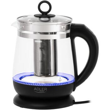 Adler Чайник AD 1299b, 2200 W, 1.5 L, стекло, 360° вращающаяся база, LED подсветка, автоматическое отключение (AD 1299b)