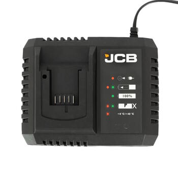 JCB JCB-18FC-9 Professional 18V сверхбыстрое зарядное устройство для зарядки JCB Li-Ion аккумуляторов 9А 20.5В DC умная зарядка совместимо с JCB 18V аккумуляторами (JCB-18FC-9)