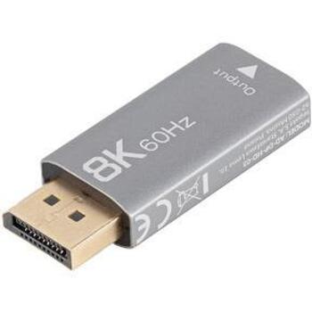 Lanberg адаптер Displayport на HDMI 8K AD-DP-HD-03, 8K UHD (7680 x 4320), DisplayPort мужской, HDMI женский, серебристый (AD-DP-HD-03)