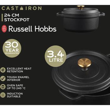 Russell Hobbs чугунная кастрюля RH02524BEU7, 3.4л, 24см, совместима с индукцией, крышка в комплекте (RH02524BEU7)