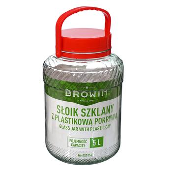 Browin стеклянная банка с пластиковой крышкой 600150, 5.0 L, 1.58 kg, с крышкой, стекло (600150)