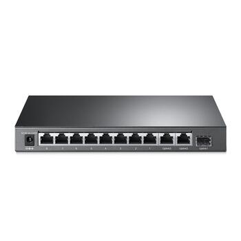 TP-LINK TL-SL1311MP настольный коммутатор, 8x10/100Mbps PoE+, 2xGigabit RJ45, 1xGigabit SFP, 124W, 7.6Gbps, неуправляемый (TL-SL1311MP)