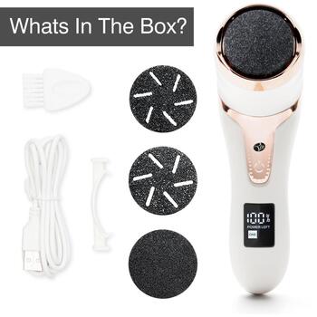 Rio Go Smooth электрическая пилка для ног PEDI5-EU/1.1, 3 насадки, 80мин, USB, LED дисплей, IPX6 (PEDI5-EU/1.1)