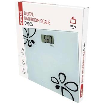 Emos Личные весы EV105, 180кг, 100г, закаленное стекло, ЖК-дисплей, 1 шт. в коробке, 3V CR2032 батарея (EV105)