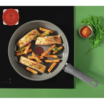 Tefal Сковорода C4260443, 24 см, керамическая, серая, фиксированная ручка, подходит для индукционной плиты (C4260443)