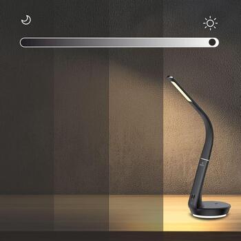 Hawk Настольная лампа HW-LAMP02, 4.5W, 10W беспроводная зарядка, 2 LED лампы, гибкая рука, черная (HW-LAMP02)