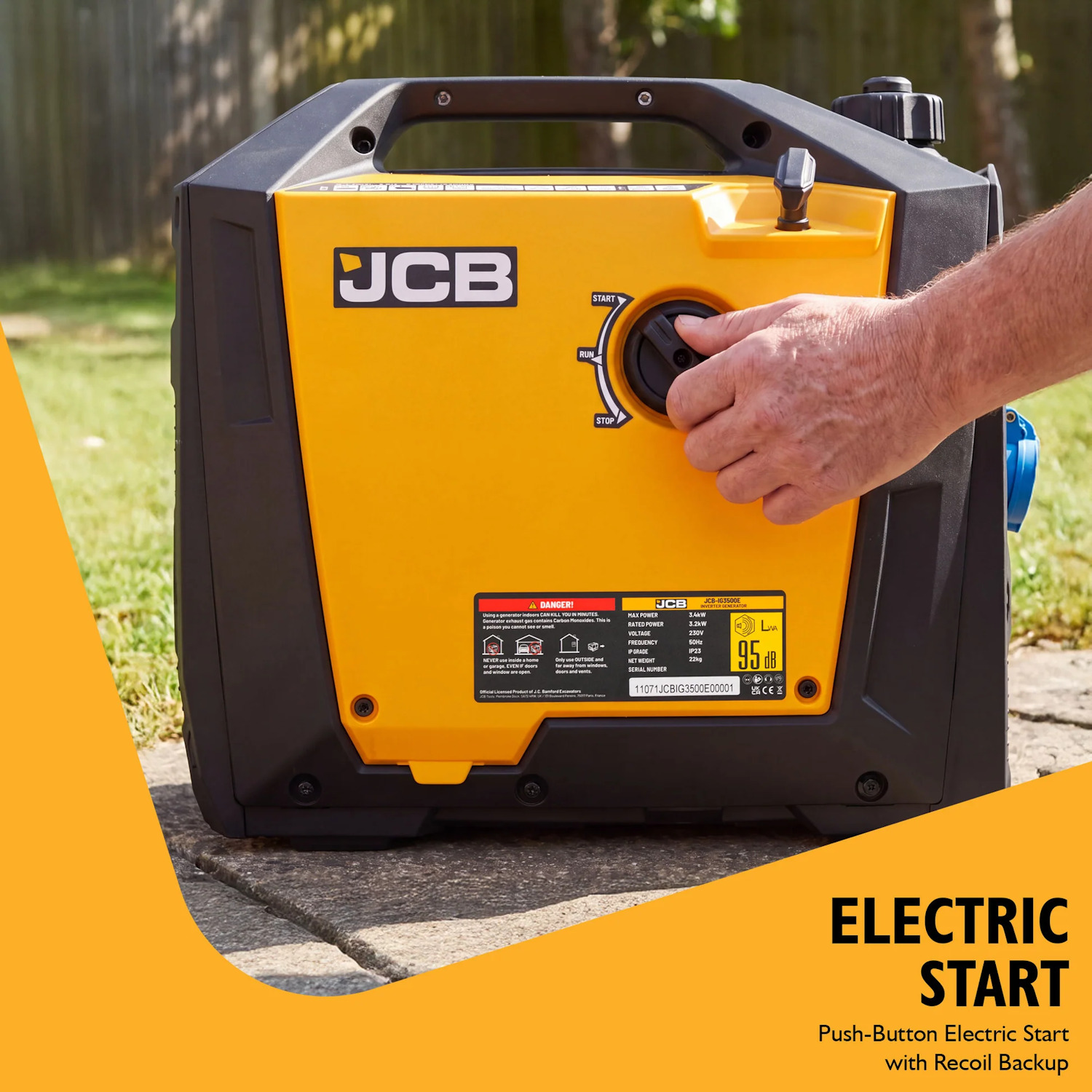 JCB JCB-IG3500E invertora benzīna ģenerators elektroapgādei 3400W 230V 149cm³ elektriskais starts Pure Sine Wave USB USB-C (JCB-IG3500E)