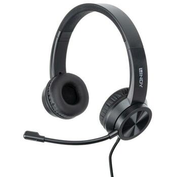 Lindy гарнитура 20439 USB Type-C, 20 - 20000 Гц, 1.95 м кабель, бинауральная, черная, встроенное управление (20439)