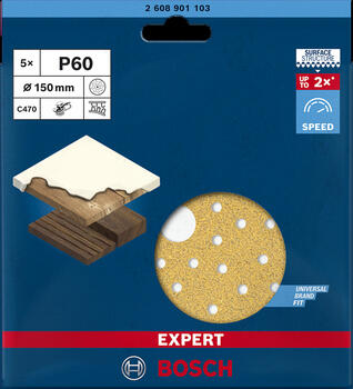Ekscentra slīpmašīnām, orbitālajām slīpmašīnām EXPERT C470 SLĪPDISKI BOSCH 2608901103 (2608901103)