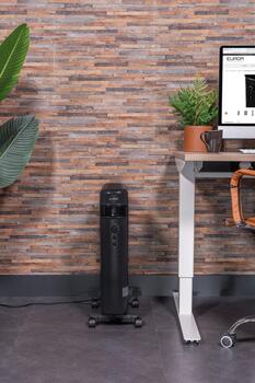 Bezeļļas radiators lielāku telpu papildu apsildei 2000W 75m³ 2 režīmi termostats riteņi antracīts RAD 2000 Oil Free Dark 363937 Eurom (363937)