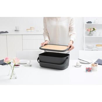 Brabantia хлебница 128264, 39,5см, 25,5см, 16,3см, бамбуковая крышка, ручка для переноски, 2 буханки (128264)