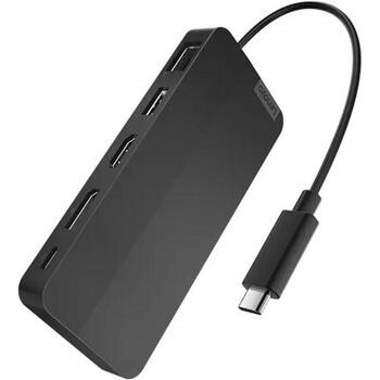 Lenovo USB-C Dual Display Travel Dock with Adapter 40B90100EU, 1 x RJ-45, 1 x DP, 1 x HDMI, 1 x USB-A 10 Gbps, 2 x USB-C 10 Gbps (40B90100EU)