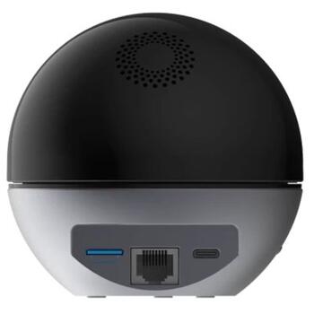 Ezviz E6 CS-E6-V2 внутренняя 5MP 2K умная 360° камера, Wi-Fi/LAN, MicroSD до 512GB, ночное видение 10м, серая (CS-E6-V2)