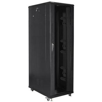Lanberg Напольный шкаф FF01-8242-12B, 800mm, 1200mm, 42U, 800kg, Стеклянная дверь, IP20, 4 вентилятора (FF01-8242-12B)