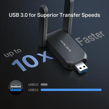 Mercusys MA37BEH, сетевой адаптер, BE6500, 2882 Mbps, 688 Mbps, 2.4 GHz, 5 GHz, 6 GHz, WPA3-SAE, USB 3.0 (MA37BEH)