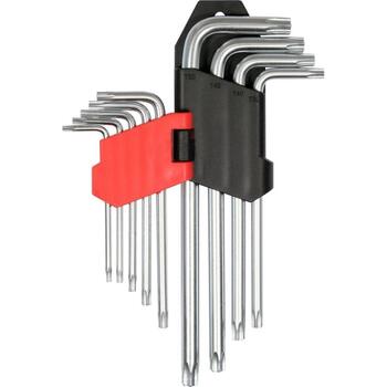 Yato Torx atslēgu komplekts YT-0511, 9 gab., T10-T50, CrV 6150, 52-56 HRC, Torx TR, satīna apdare (YT-0511)