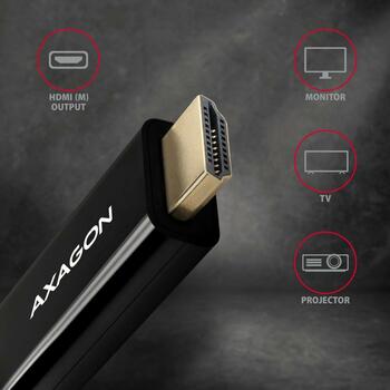 Axagon Видео кабель RVD-HI14C2 DisplayPort на HDMI 1.8м, 4096 x 2160, 30Гц, HDMI A (M), DisplayPort (M), активный преобразователь (RVD-HI14C2)