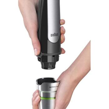Braun Ручной блендер MQ7087, 1000Вт, 1.2Л, 0.35Л, 1 скорость, нержавеющая сталь, без BPA, можно мыть в посудомоечной машине (MQ7087)