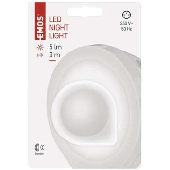 Emos LED ночник P3314, P3314, 53 × 53 × 60 мм, 0,2 Вт, 230 В/50 Гц, теплый белый, 5 лм, автоматический, фото датчик (P3314)
