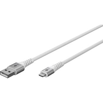 Goobay Lightning kabelis 74512, 2m, 3A, 60W, 48 Gbps, balts, metāla spraudņi, aizsardzība pret saliekšanu (74512)
