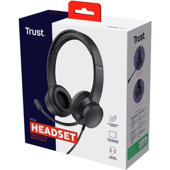 Trust наушники 25087 3.5mm, 20-20000 Гц, 1.8 м кабель, 95 дБ чувствительность, неодимовый магнит, черный цвет (25087)