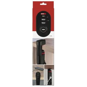 Emos Удлинитель P1321PD, 1,5 м, 3× 2P + PE, 2× USB-A QC 3.0 18 W, 1× USB-C PD 20 W, 3680 W, PVC, защита от детей (P1321PD)
