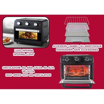 Beper Аэрогриль P101FRI024, 1800W, 1 корзина, 24л, 4 программы, механическая панель, детали (P101FRI024)