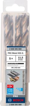 HSS-G urbji metālam 11,5mm, 5gab., Urbjmašīnām/skrūvgriežiem PRO METAL HSS-G STANDARTA SPIRĀLVEIDA URBJA GARUMS, 2608595080, BOSCH (2608595080)