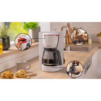 Bosch Кофеварка TKA2M111, 1200 Вт, 1,4 л, 10-15 чашек, с заземлением, съемный водяной бак (TKA2M111)
