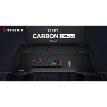 Genesis peles paliktnis Pad Carbon 500 Ultra Logo NPG-2356, 450x1100x2.5 mm, melns, audums, gumija, ūdensizturīgs (NPG-2356)