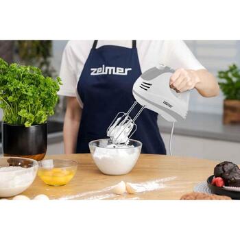 Zelmer ZHM1650 70104925P ручной миксер, 400 Вт, 5 скоростей, турбо, 2 венчика, 2 крюка для теста, нержавеющая сталь (70104925P)