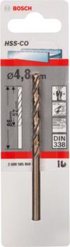 HSS-Co urbis metālam 4,8mm, 1 gab., Urbjmašīnām/skrūvgriežiem KOBALTA HSS SPIRĀLVEIDA URBIS, 2608585850, BOSCH (2608585850)