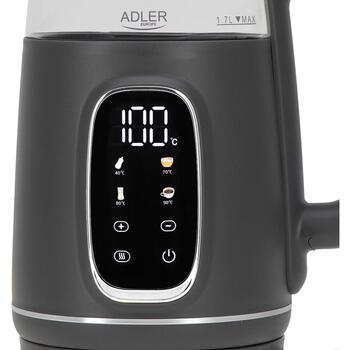 Adler электрический чайник AD 1305gs, 2200 W, 1.7 L, 40-100 °C, автоматическое отключение, LED дисплей, фильтр от накипи (AD 1305gs)