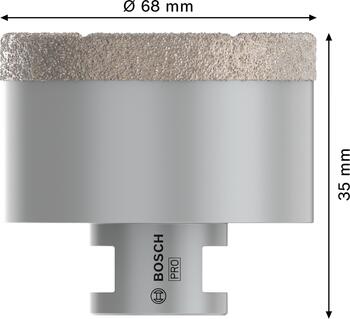 Dimanta caurumzāģis 68 mm DrySpeed Best for Ceramic, Mazām leņķa slīpmašīnām PRO CERAMIC DRY KROŅURBIS, 2608587131, BOSCH (2608587131)