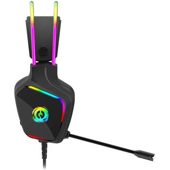 Проводные игровые наушники с RGB подсветкой микрофоном и разъёмами USB 3.5 мм Darkless Черные CND-SGHS9A CANYON (CND-SGHS9A)