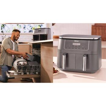 Ninja Dual Zone DZ300EU karstā gaisa fritieris cepšanai un gatavošanai 2470W 7.6L 2x3.8L 6 programmas līdz 240°C Dual Zone pelēks (DZ300EU)